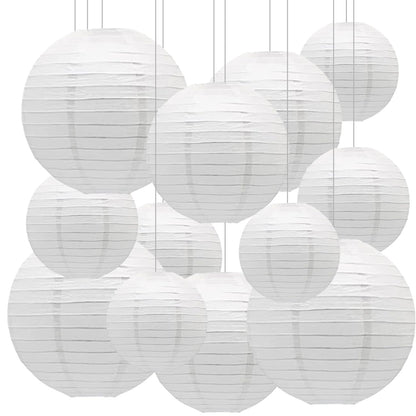 SIPRKAICT White Paper Lanterns Party Decorations,12pcs Hanging Paper Lantern for Engagement Bachelorette Wedding Baby Bridal Purple Birthday Decorations