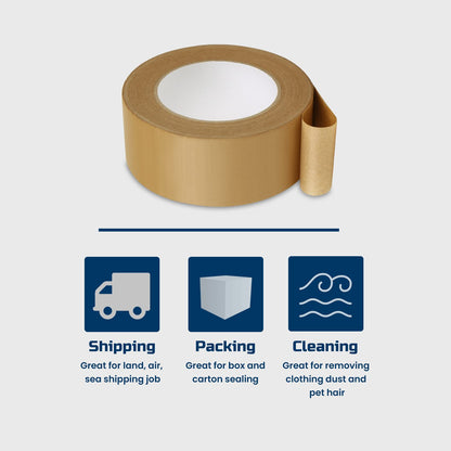 Lichamp Kraft Packing Tape, Brown Kraft Gummed Tape for Packing Boxes, Shipping Cardboard and Carton Sealing, 6 Rolls x 2 inch x 55 Yard x 7 mil, B206BN