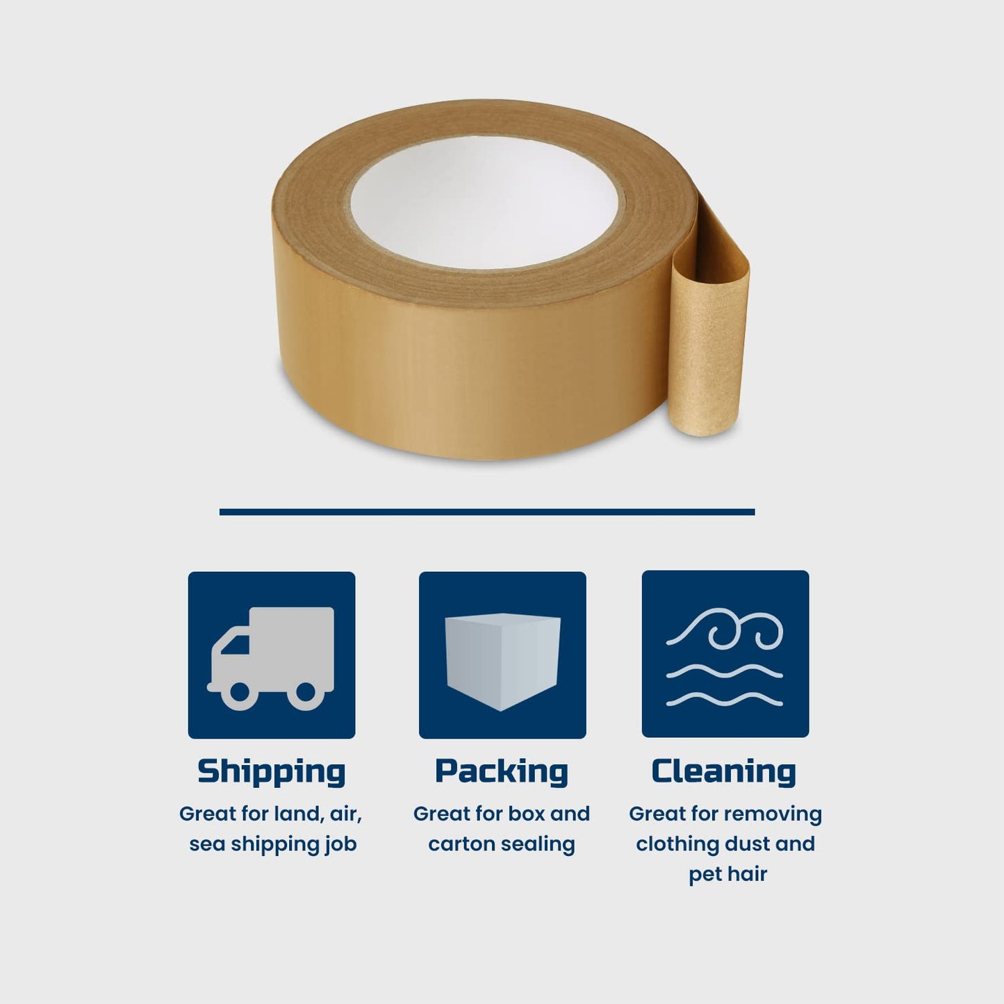 Lichamp Kraft Paper Packing Tape, Gummed Brown Shipping Tape for Boxes and Cartons, 2 inch x 55 Yard x 7 mil (12 Rolls)