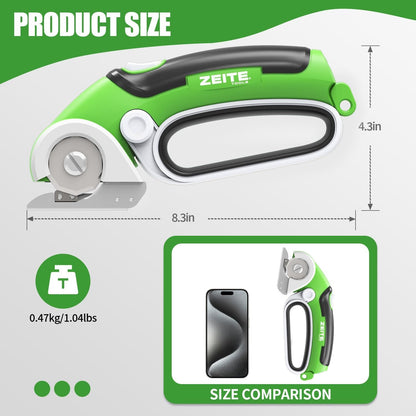 ZEITE 4V Cardboard Box Cutter,Cordless Electric Scissors,with 2 Blades,Storage Box,USB Charging Cable,Max Cutting 1/4",Ideal for Cardboard,Thin Carpet & Plastic Recycling,Easy to Hold and Safe