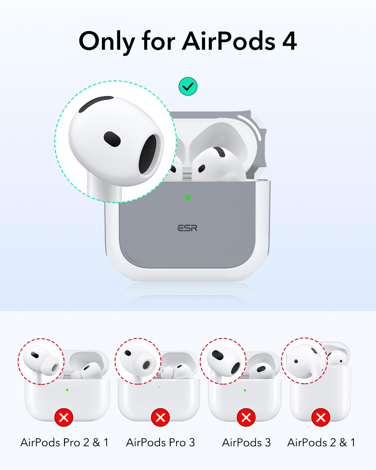 ESR for AirPods 4 Case, Compatible with AirPods 4th Generation Case (2024) (USB-C), Compatible with MagSafe, Drop Protection Cover with Lanyard, Magnetic Lid Lock, Orbit Hybrid Series, White