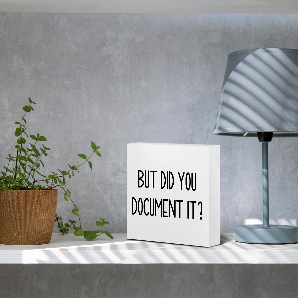 mmiishe The Office Gifts Desk Decor But Did You Document It Wooden Box Sign Funny Office Boss Gifts for Women Coworkers Boss Day Gifts for Him Decorations for Home Office 5 x 5 Inches