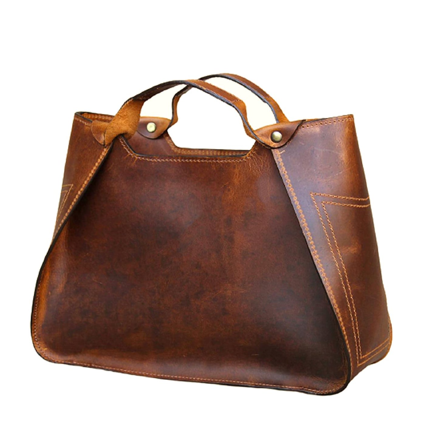 The Tannery Large Genuine Full Grain Leather Tote Bag for Women, Purse for Work Travel and Everyday Use, Stylish Durable Shoulder Handbag with Zipper Fits Laptop (Red Brown)