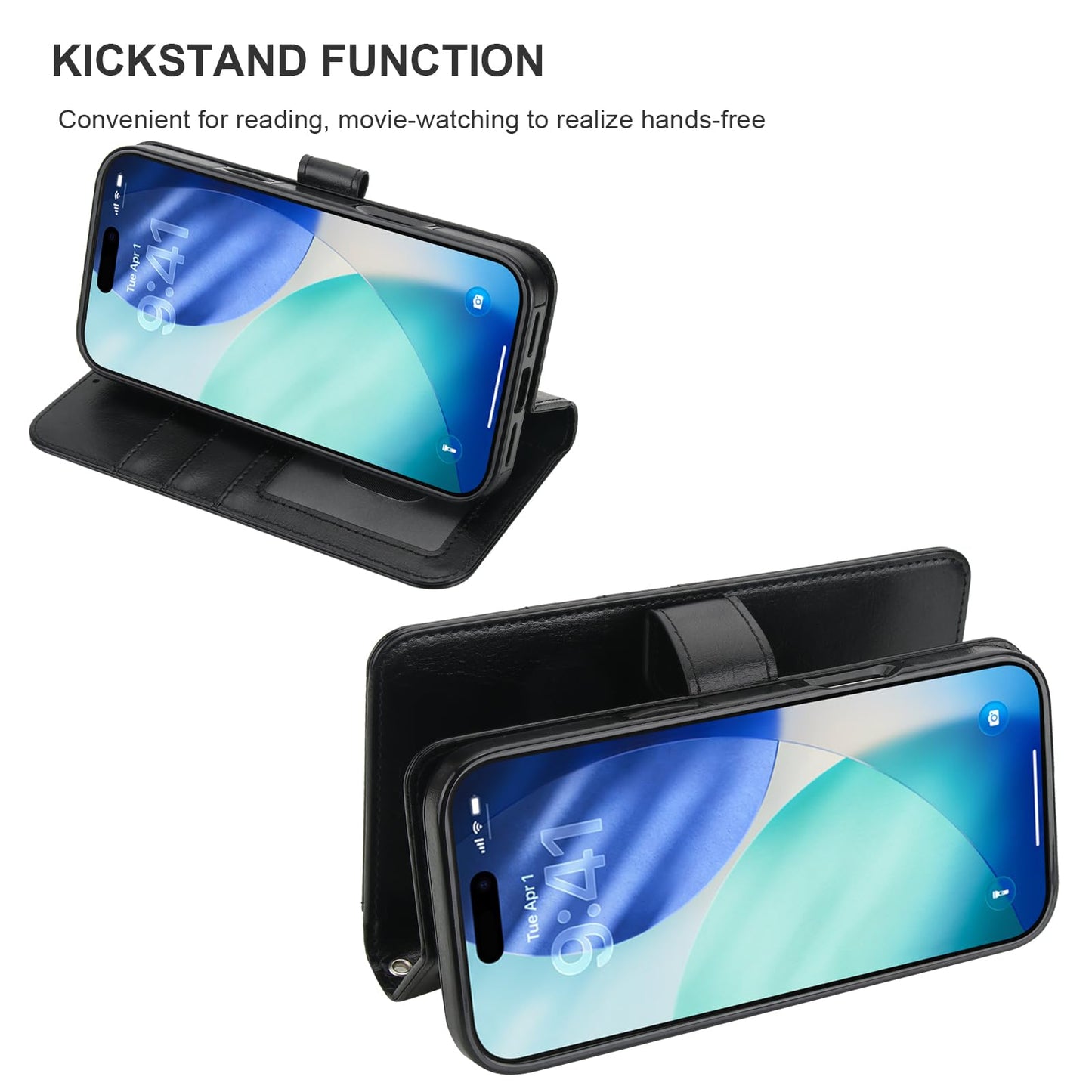 Bocasal for iPhone 17 Pro Max Wallet Case Compatible with MagSafe Wireless Charging, RFID Blocking Magnetic Leather Case with Card Slots Holder Kickstand Detachable Wrist Strap 6.9 Inch (Black)