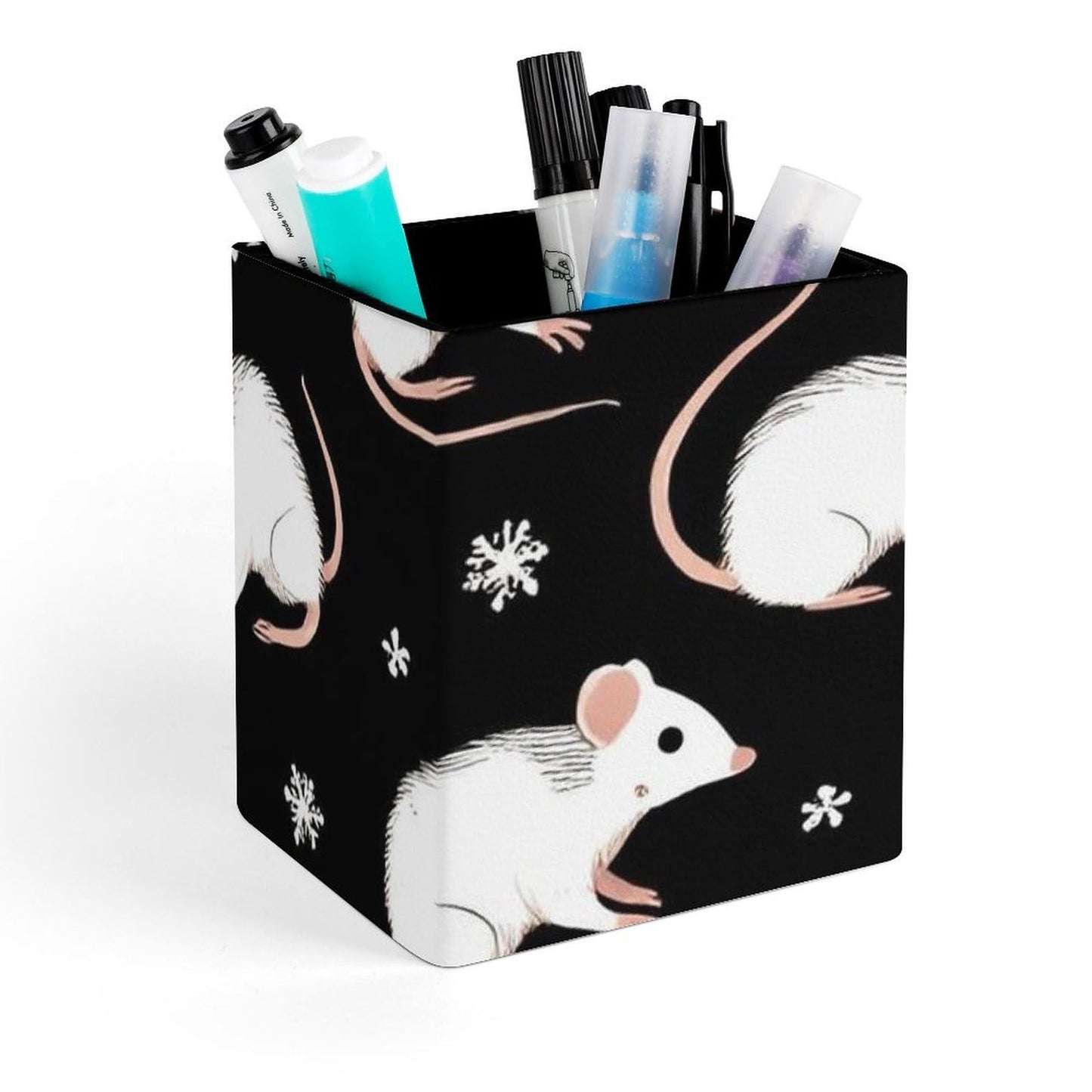 UTRSIFB Holder Cup Makeup Brush Storage Organizer, Waterproof Multifunctional Office Supplies, Pen Holder Square Leather Pencil Opossum