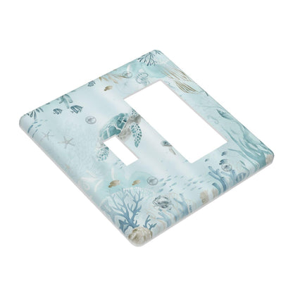 XFYGBY Decorative Outlet Covers Sea Turtles Coral Jellyfish Ocean Life 2 Gang Wall Plate Single Toggle 1 Rocker Light Switch Cover Switch Plate Covers Faceplate for Bedroom Home Decor