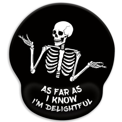 LIMKRIAN Skeleton Mouse Pad, Ergonomic Mouse Pad with Wrist Rest, Gaming Mouse Pad Wrist Support with Non-Slip Pain Relief PU Base, Funny Skull Mouse Pads for Desk, Goth Office Desk Accessories Decor