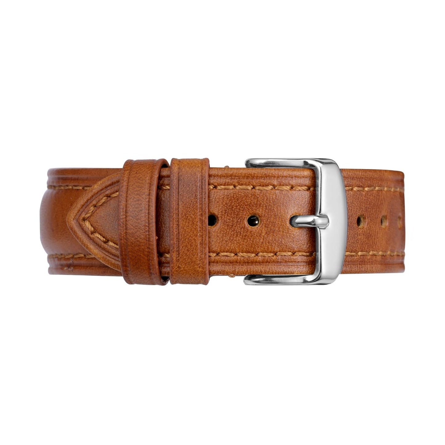 BISONSTRAP Retro Leather Watch Straps for Men, Oil Waxed Calfskin Replacement Band, Quick Release, 19mm, Toffee Brown (Silver Buckle)