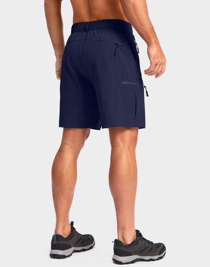 Pudolla Men's Hiking Cargo Shorts Lightweight 7" Travel Casual Shorts for Men Golf Work Outdoor with 5 Zipper Pockets(Navy X-Large)
