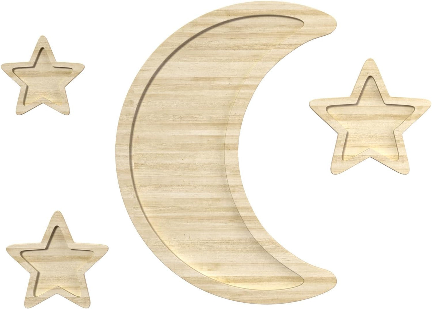 Boho Nursery Decor, 4 Pcs Wooden Moon Stars Baby Wall Decor Baby Room Decor for Nursery Bedroom