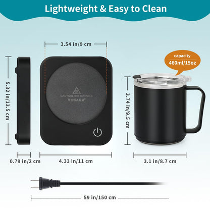 VOBAGA Mug Warmer Set, Coffee Warmer for Desk with 11oz Ceramic Mug, Auto Shut Off & 3-Temp Settings, Smart Coffee Cup Warmer, Home Office Essentials Coffee Set
