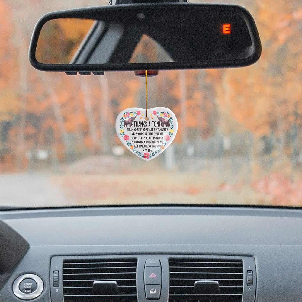 Thank You Gifts, Thanks A Ton, Christmas Ornament Keepsake Sign Heart Plaque Thank You Gift, Christmas Birthday Appreciation Gifts for Women Men Friends Coworkers Neighbors Teachers Boss Colleague