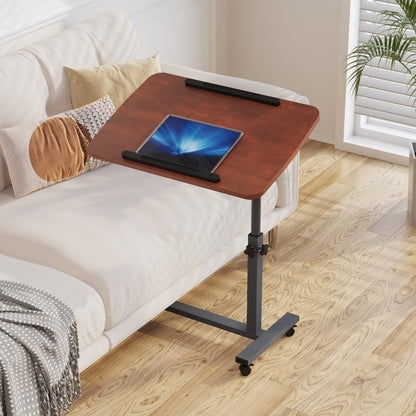 Laptop Table Mobile Adjustable Height Portable Desk Notebook Swivel PC Computer Rolling Desk with Wheels, Laptop Stand for Couch Bedside Hospital Bed Table