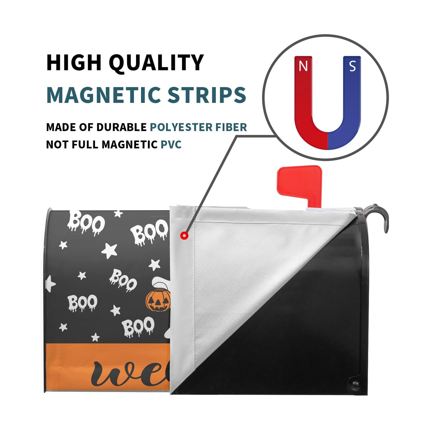 Halloween Ghost Boo Mailbox Cover Magnetic Large Size 25.5 x 21 Inch Halloween Pumpkin Mail Box Covers Fall Mailbox Wraps Welcome Letter Post Box Decoration for Home Garden Yard Outdoor Outside