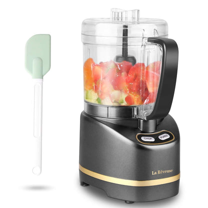 La Reveuse Electric Mini Food Processor Small Chopper 200 Watts 2-Cup Prep Bowl for Mincing Chopping Grinding Blending Pureeing (White)