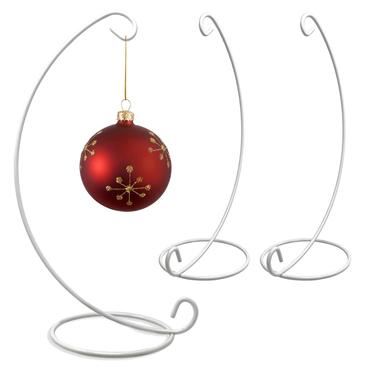Christmas Ornament Display Stands Set of 3, White Metal 13 Inch Ornament Holders for Tabletop Christmas Decor, Hanging Terrarium, Mini Lantern, Glass Ball, Keepsake Ornament & Holiday Centerpiece Display