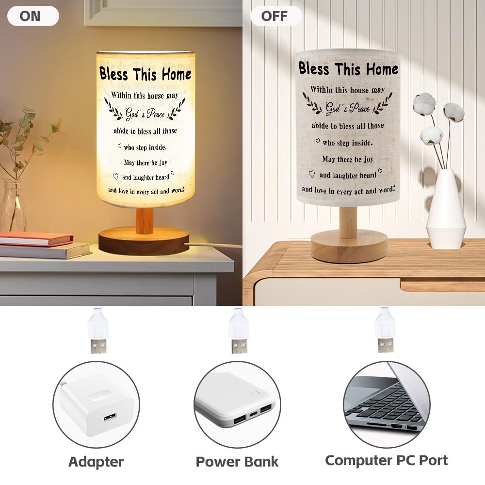 ZuEiiDop House Warming Gifts Bless This Home Table Lamp New Home Decor Housewarming Gifts for Men Women Friend Coworker New House Apartment Gift for First Time Home Buyers Homeowners Bedside Desk Lamp