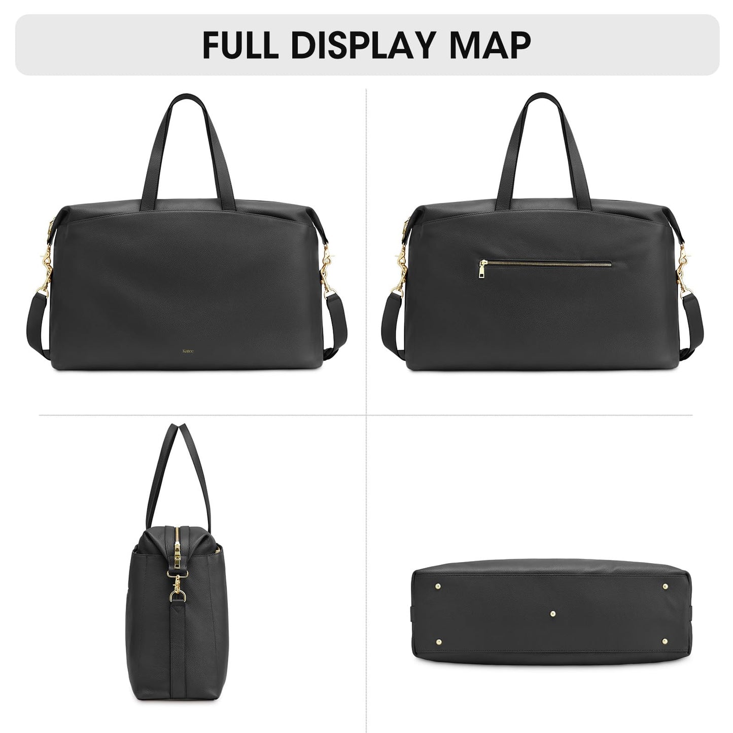 Kattee Weekender Bags for Women Leather Travel Bags for Women Duffle Overnight Duffel Carry on Large Tote Bag
