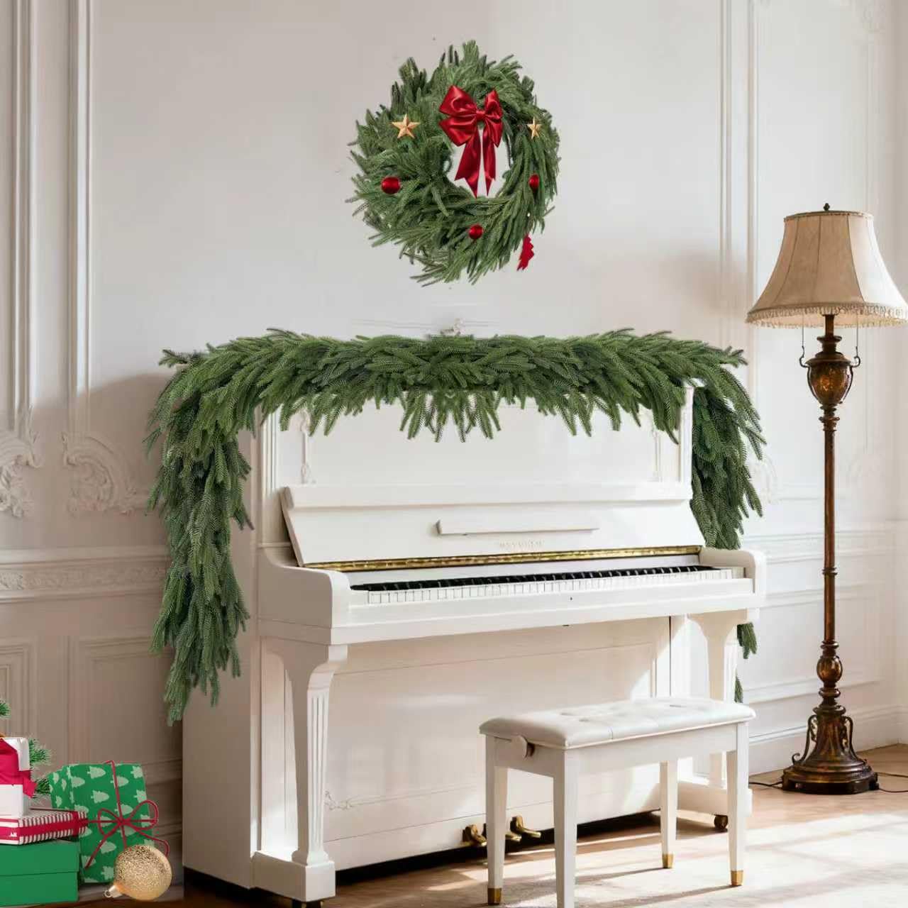 FUTBER 9FT Christmas Garlands Norfolk Pine - Real Touch Pine Garlands - Garlands Christmas Decorations for Home Dining Table Mantel Porch Winter Christmas Decor