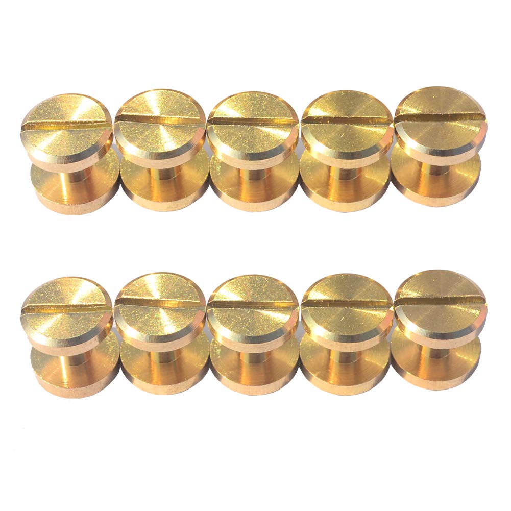 DGOL 50 Pairs Brass Backscrews Golden Leather Fasteners Sturdy Binding Rivets Belt Strap Collar Back Screws PU Studs Length (0.158 inch (4mm))