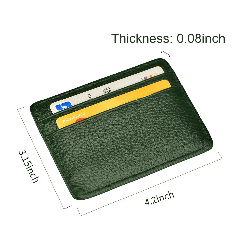 EASTNIGHTS Credit Card Holder Slim Wallet Leather Minimalist Wallet with ID Window (Green)