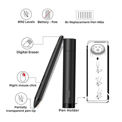 XP-PEN Artist12 11.6 Inch FHD Drawing Monitor Pen Display Graphic Monitor with PN06 Battery-Free Multi-Function Pen Holder and Glove 8192 Pressure Sensitivity