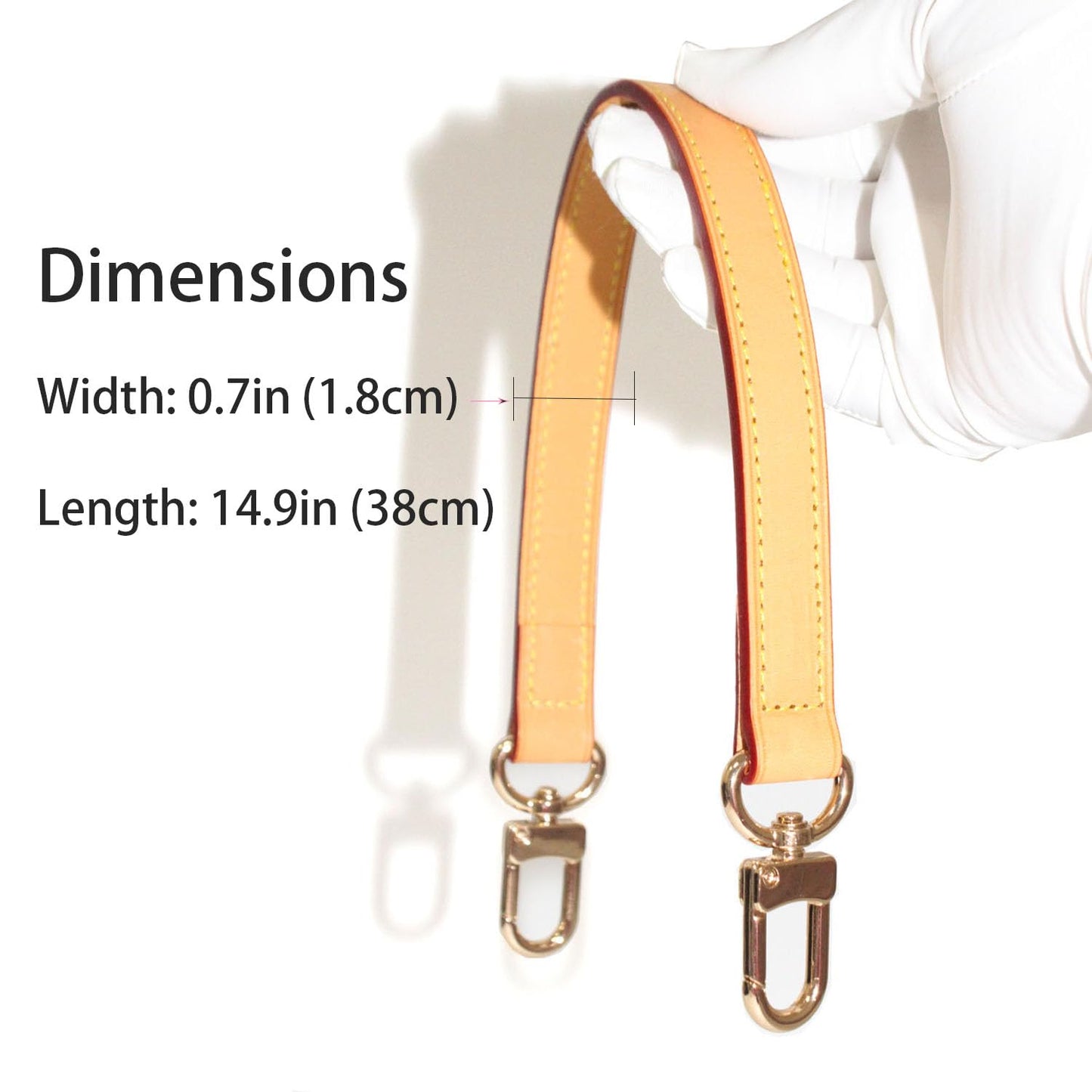BEUDW Vachetta Leather Handbag Strap, Suitable for Changing Shoulder Straps on L V Handbags and Bucket Bags(Ambe-W:0.7in,L：14.9in)