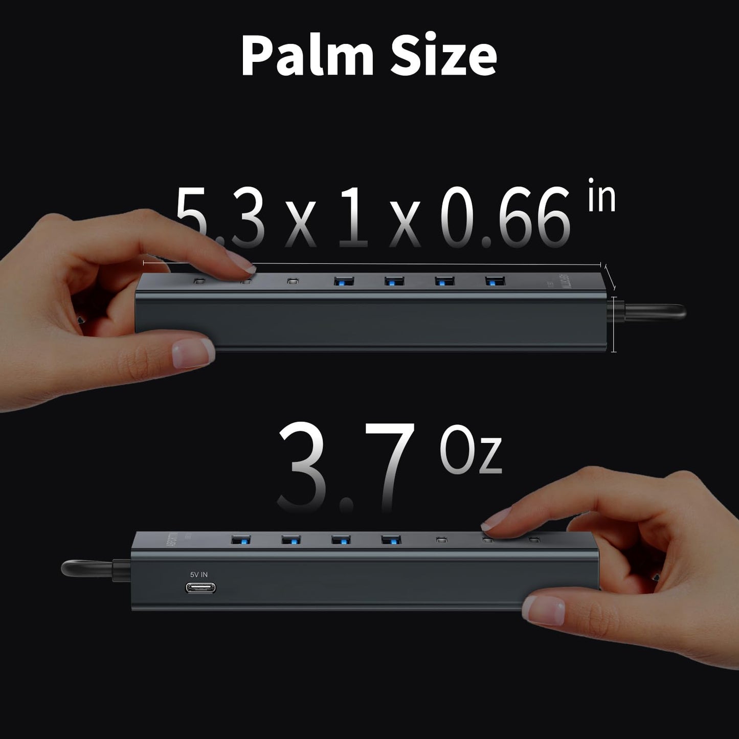 4Ft 7-Port USB Hub 3.0 for Desktop, 4 USB-A & 3 USB-C Ports Aluminium 5Gbps USB Extender Hub, USB Splitter, USB Hub Long Cable for Desktop, PC, Flash Drive, Mobile HDD SSD, Windows/XPS