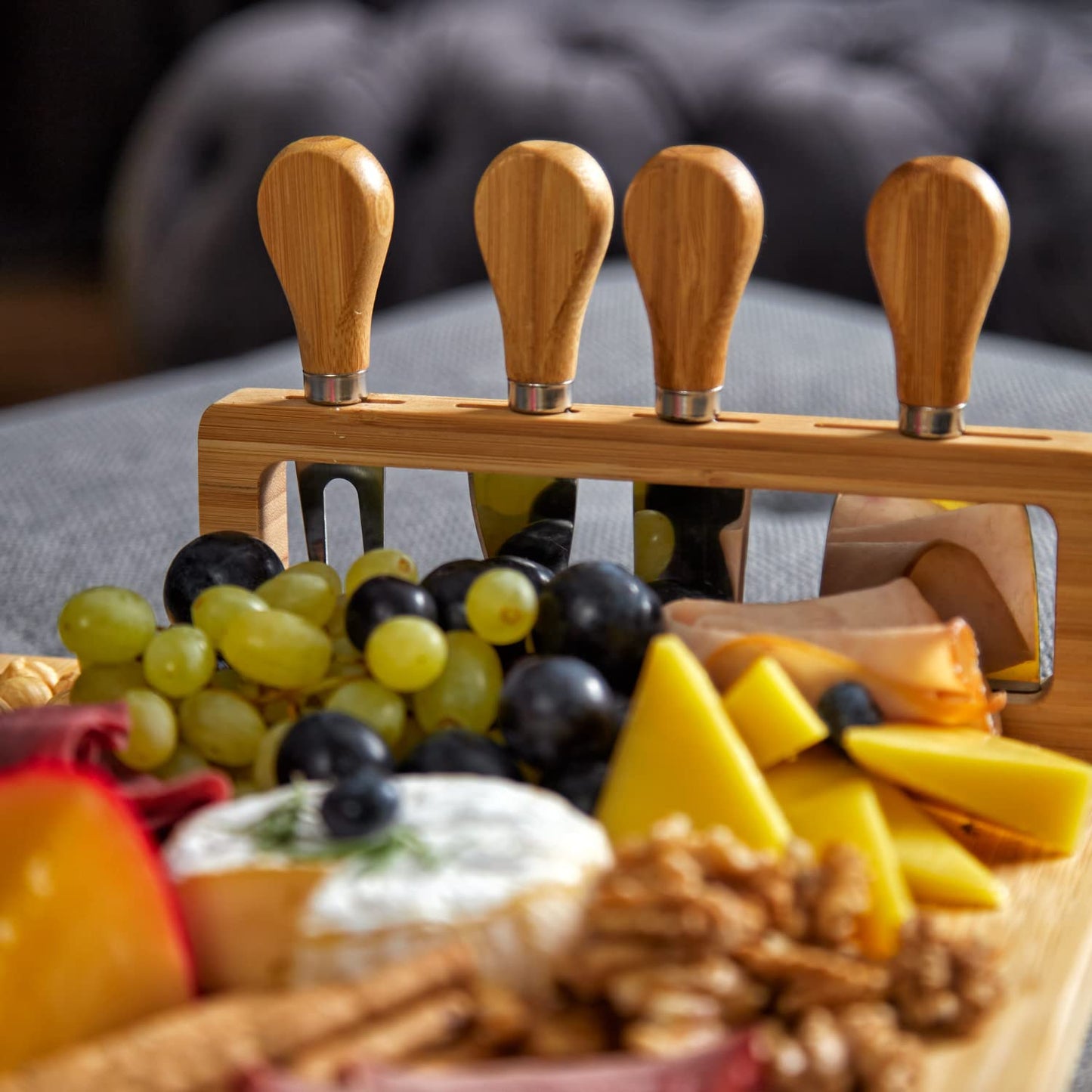 RoyalHouse Bamboo Cheese Board and Charcuterie Boards Set & Serving Tray for Meat, and Wine - Birthday Gifts for Women, Wedding Gift for Couples 2025, Bridal Shower, Housewarming Gift New Home