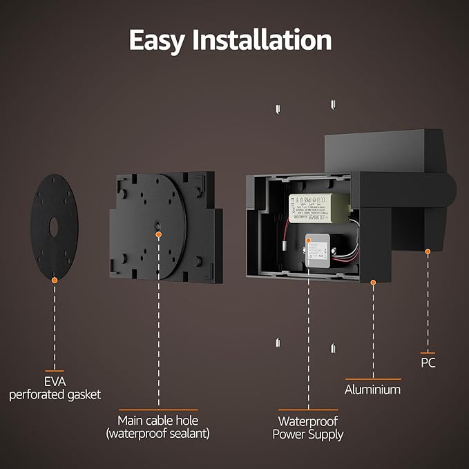 40W Motion Sensor Outdoor Wall Lights, 3000K Black LED Light Fixture, IP65 Waterproof Exterior Porch Light, 360 ° Adjustable Head Flood Wall Lighting for House