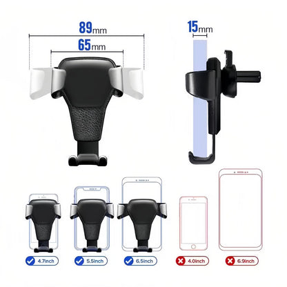 Universal Cell Phone Car Holder, Air Vent Mount Mobile Stand Support for Smartphone, Automobile Hands-Free Cradle Stand, White