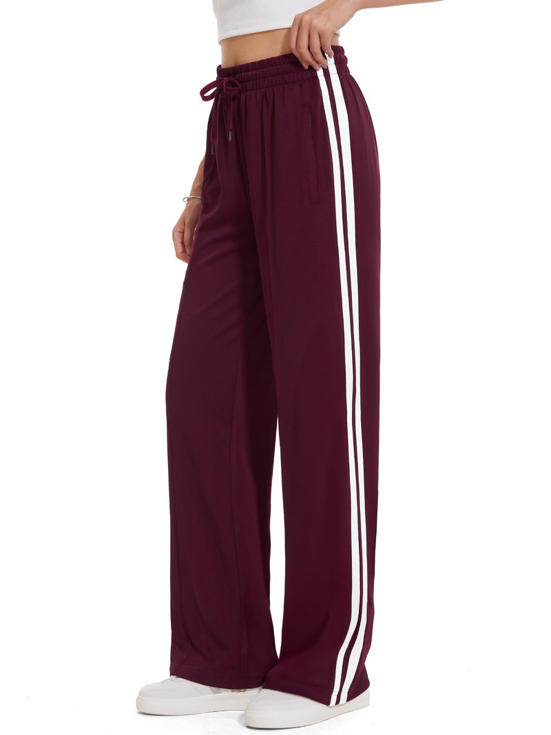 Tapata Women's 28" Inseam Petite Track Pants Loose Straight Leg Jogging Sweatpants Warm-Up Sports Athletic Running, Burgundy, XL