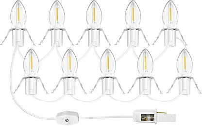 Accessory Cord with LED Light Bulb 16.2ft, 10 LED Light Bulb C7 Light Cord Clip Christmas Village Lights Blow Mold Light Cord for Halloween, Christmas Village Houses, Craft Projects