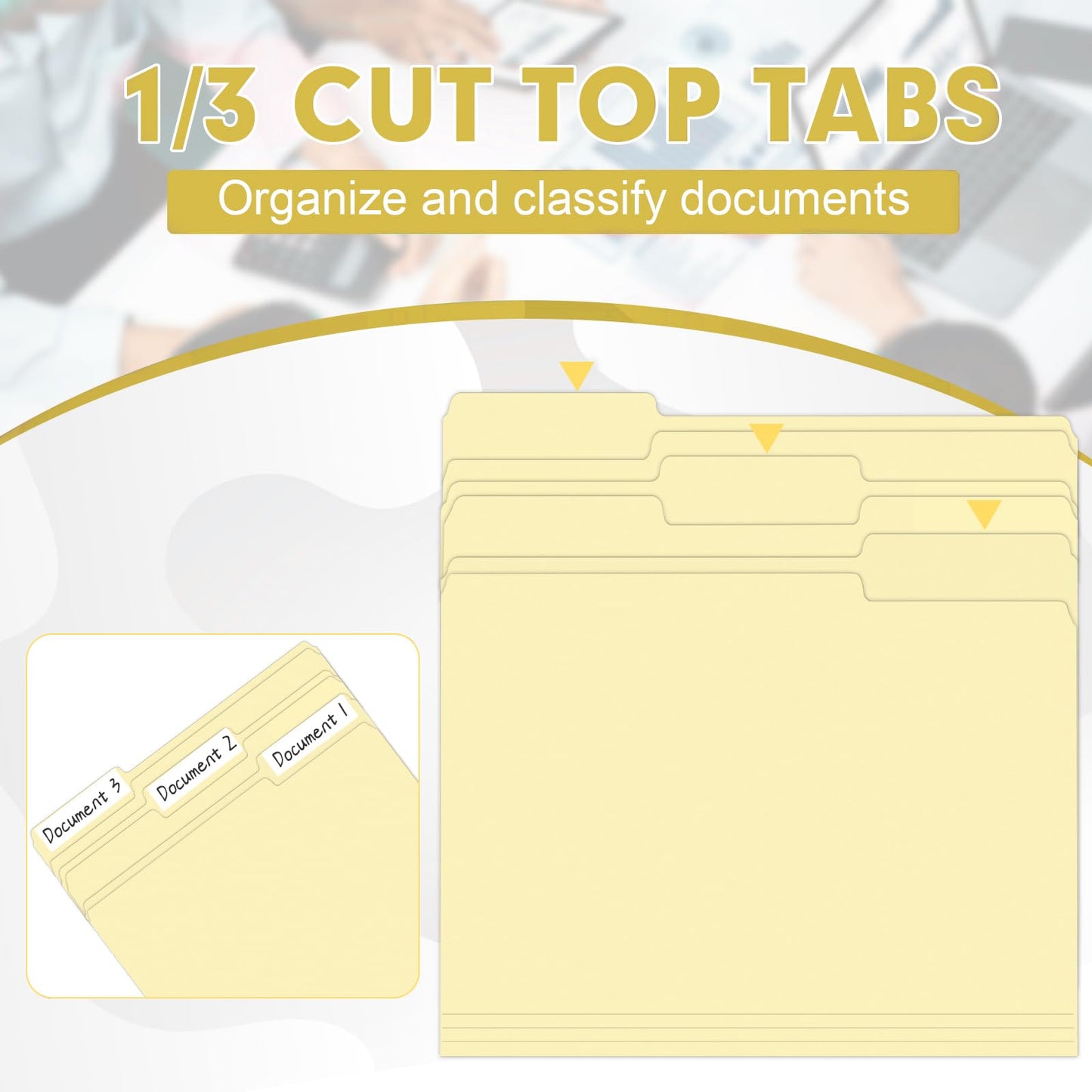 Manila Folders, HERKKA 270 Pack 1/3 Cut Tab File Folders, Manila Folders 8.5 x 11 Designed for Office and Classroom Use, Letter Size