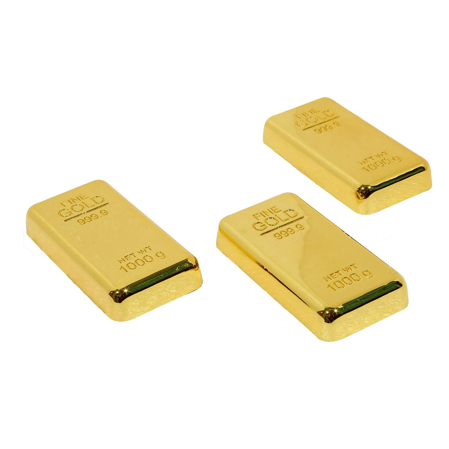 ZAHEPA Pack of 3 Fake Gold Bar Paperweights for Office Desk – Luxury Gift for Men & Women, Stylish Birthday & Anniversary Present, Elegant Jewelry Shop Decor (3.15" x 1.57" x 0.39")