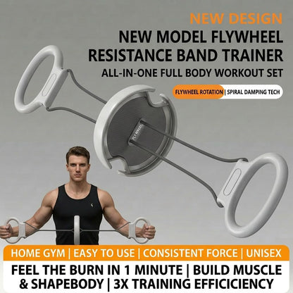 RunBaiNianFlywheel Resistance Trainer, Dual Handle [Gray]