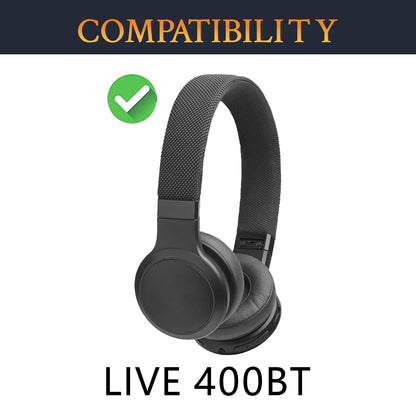 SOULWIT Replacement Ear Pads for JBL Live 400BT/Live 400 BT On-Ear Wireless Headphones, Live400 Earpads Cushions with Softer Protein Leather, Noise Isolation Foam - Black