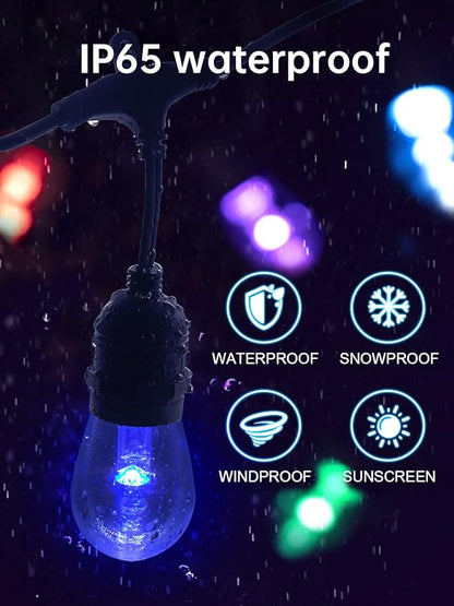 Commercial Grade 96FT LED Outdoor String Lights with Remote Control - Shatterproof Waterproof Color Changing Christmas Lights, Dimmable for Patio, Garden, Wedding Decor