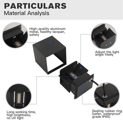 Modern Outdoor Wall Light 4.72in Indoor Wall Sconce Lights 3CCT Adjustable 3000K/4000K/6500K Up and Down Lights Outdoor Wall Sconce Wall Mount 20W Outdoor Sconces Wall Light(Black 2 Pack)