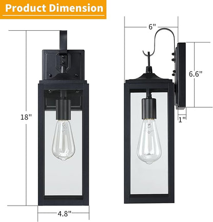 18'' Large Outdoor Wall Lights, Modern Black Exterior Lighting Fixtures, Waterproof Outdoor Sconces Porch Light for House Wall Mount, Farmhouse Wall Lanterns for Front Door, Garage,1 Pack