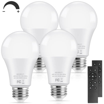 TOBUSA A19 LED Light Bulbs with Remote, 9W LED Bulbs 60W Equivalent, 3000K-6000K Dimmable Bulbs with E26 Base, 900 Lumens Light Bulbs with Timing, Memory Function, Ideal Lighting for Home, 2 Packs