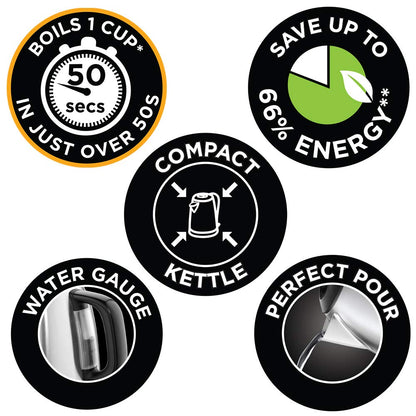 Russell Hobbs Adventure 24991-70 Kettle [1.0 L] Stainless Steel (2400 W, Quick Boil Function, Removable Limescale Filter, External Water Level Indicator, Small Travel Kettle)