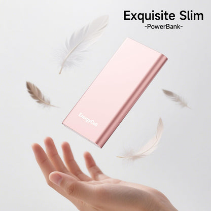 EnergyCell Pilot 4GS Portable Charger 12000mAh Fast Charging Power Bank Dual 3A High-Speed Output Battery Pack Compatible with iPhone 16 15 14 13 12 11 and More (Rose Gold)