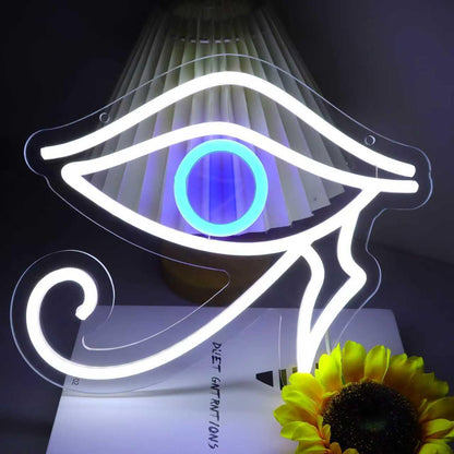 MOERBENCHI Eyes Neon of Horus Sign Evil Eye Neon Sign for Wall Decor, USB Dimmable LED Light for Game Room Bedroom Man Cave Bar Birthday Party Decoration Christmas Gifts(11 * 9inch)