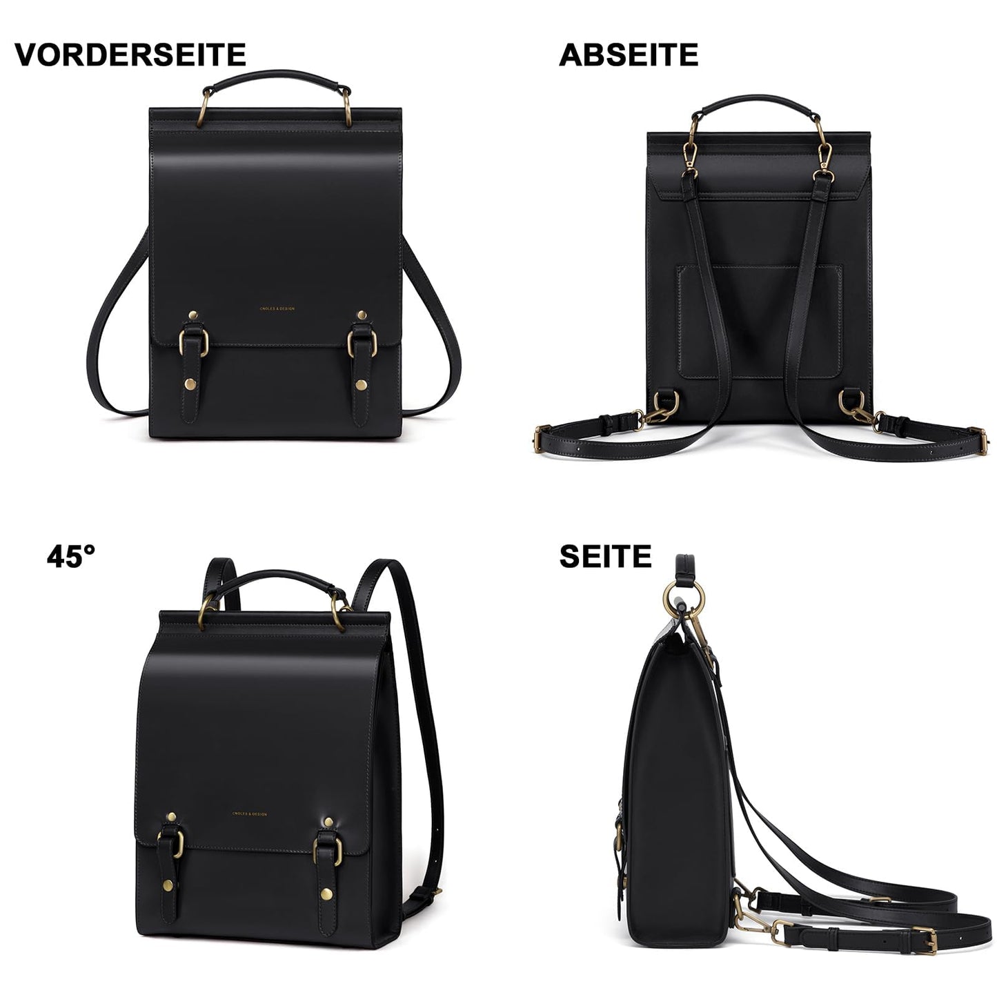 Cnoles Leather Backpack Purse For Women Fashion Ladies Vintage Bags Casual College Travel Backpacks Bag Black