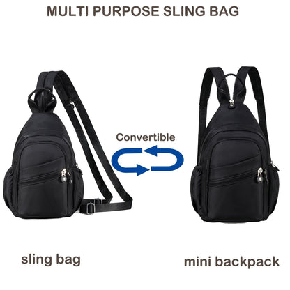 Xsecnua Small Crossbody Sling Bag for Women, Mini Backpack Crossbody Bag Convertible, Chest Bags for Hiking Daypack