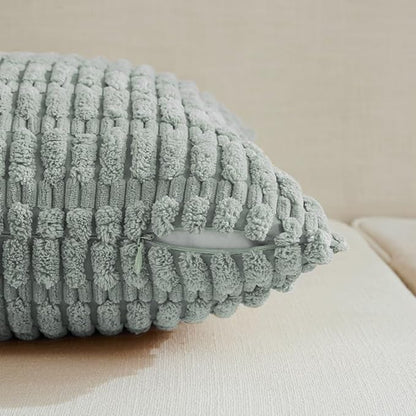 Fancy Homi Decorative Throw Pillow Covers for Living Room Couch Bed, Modern Farmhouse Boho Home Decor, Accent Cushion Case (12 x 20-Inch, Grey Blue)