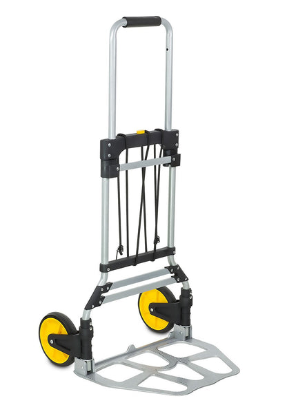 Mount-It! Folding Hand Truck and Personal Dolly, Aluminum Trolley, Heavy Duty 264 Lb Capacity Cart, Dolly Cart with Wheels of Durable Rubber, Soft Grip Telescoping Handle for Indoor Outdoor, Foldable