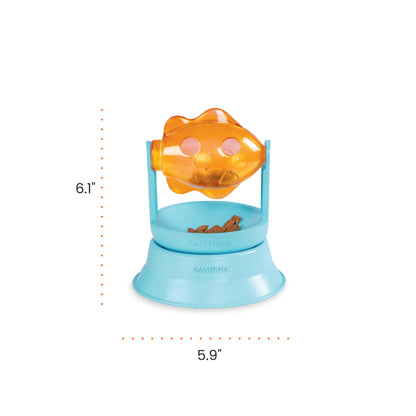 Catstages 2-in-1 Spinning Fish Treat Dispenser Cat Toy, Interactive Puzzle Feeder & Cat Ball Track Add-On, Blue