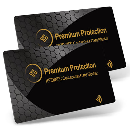 RFID/NFC Anti-Theft Blocking Fraud Protective Cards (Pack of 2) Wallet Protector for Contactless Scam-Proof Credit/Debit Cards, Passports Protection | (Gold)